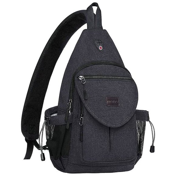 Handbags - Sling Backpack,Canvas Crossbody Hiking Daypack , Space Gray